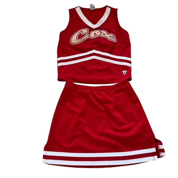 New Orleans COX varsity Halloween cheerleading uniform red and white top & skirt - Picture 1 of 6